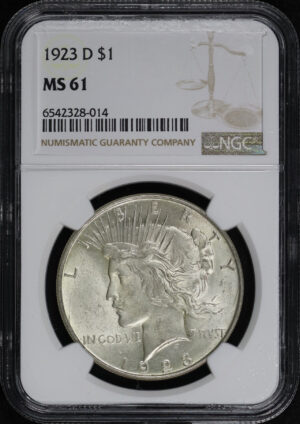Obverse of this 1923-D Peace Dollar NGC MS-61