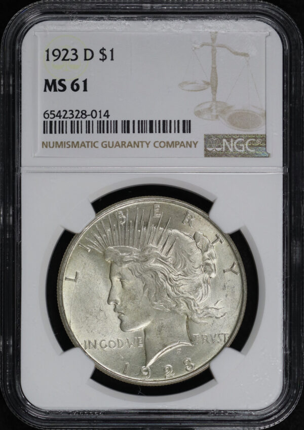 Obverse of this 1923-D Peace Dollar NGC MS-61