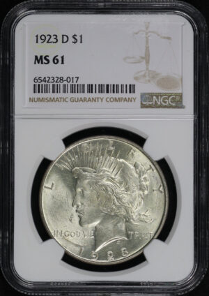 Obverse of this 1923-D Peace Dollar NGC MS-61