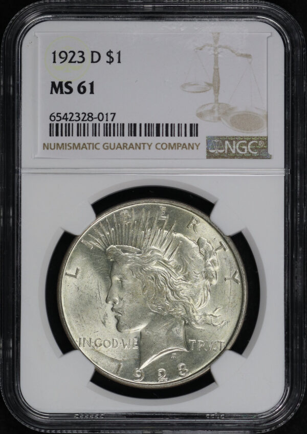 Obverse of this 1923-D Peace Dollar NGC MS-61