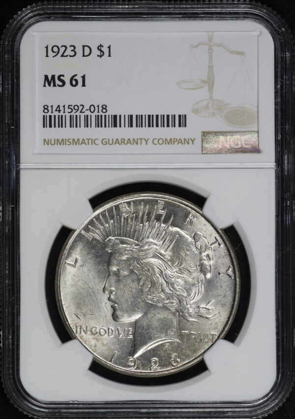 Obverse of this 1923-D Peace Dollar NGC MS-61