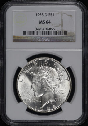 Obverse of this 1923-D Peace Dollar NGC MS-64