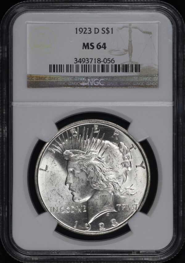 Obverse of this 1923-D Peace Dollar NGC MS-64