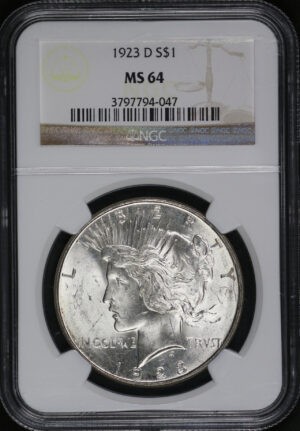 Obverse of this 1923-D Peace Dollar NGC MS-64