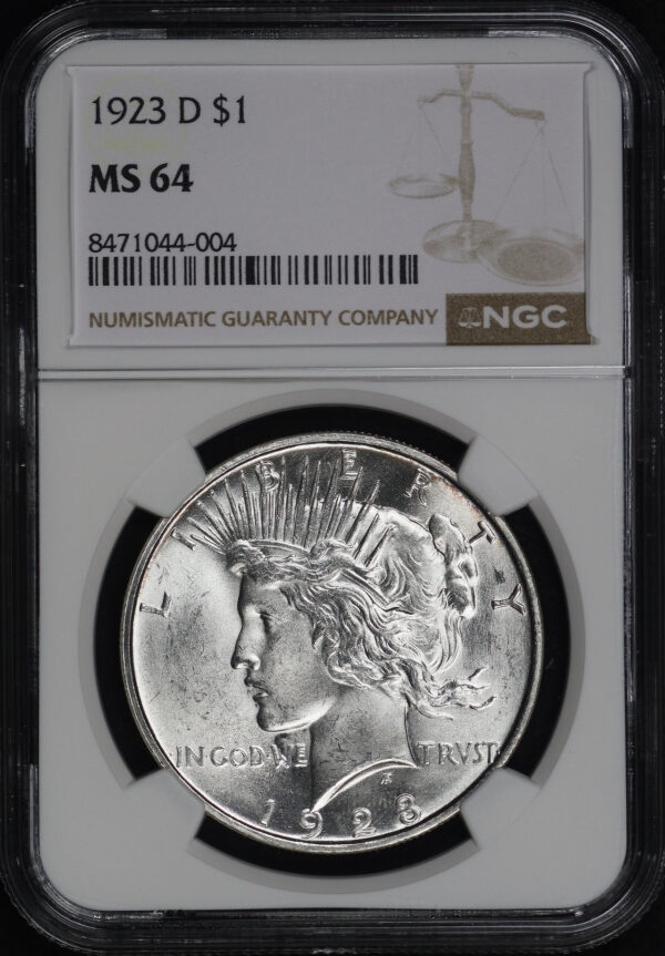Obverse of this 1923-D Peace Dollar NGC MS-64
