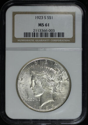 Obverse of this 1923-S Peace Dollar NGC MS-61