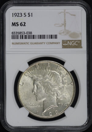 Obverse of this 1923-S Peace Dollar NGC MS-62