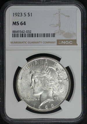 Obverse of this 1923-S Peace Dollar NGC MS-64
