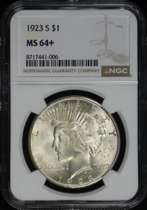 Obverse of this 1923-S Peace Dollar NGC MS-64+