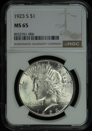 Obverse of this 1923-S Peace Dollar NGC MS-65