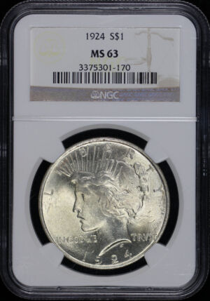 Obverse of this 1924 Peace Dollar NGC MS-63