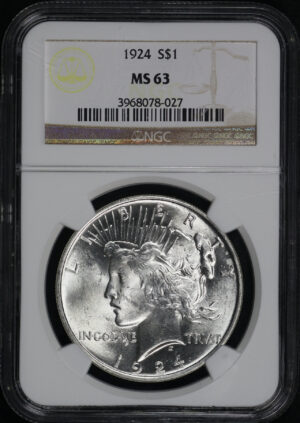 Obverse of this 1924 Peace Dollar NGC MS-63