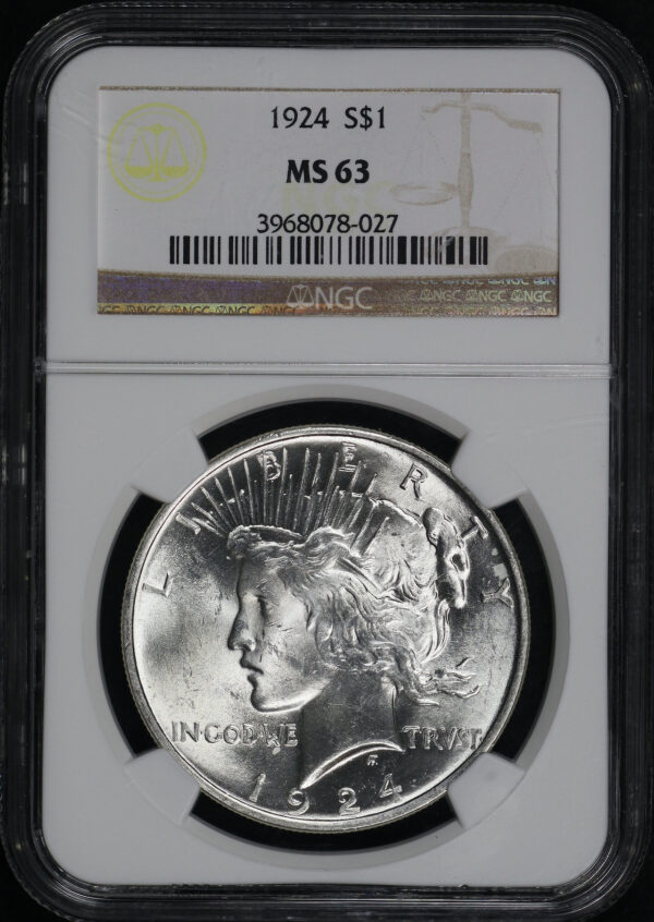Obverse of this 1924 Peace Dollar NGC MS-63