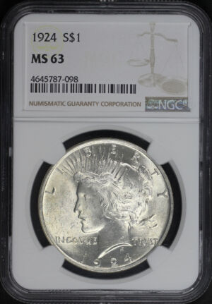 Obverse of this 1924 Peace Dollar NGC MS-63