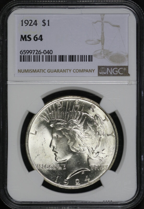 Obverse of this 1924 Peace Dollar NGC MS-64