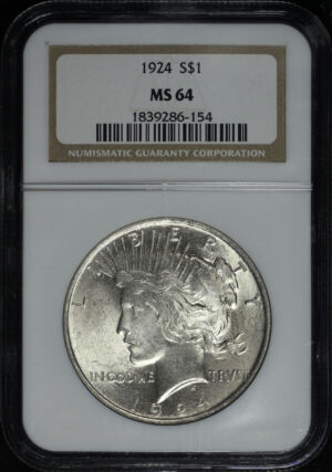 Obverse of this 1924 Peace Dollar NGC MS-64