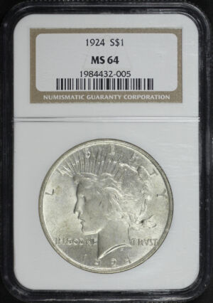 Obverse of this 1924 Peace Dollar NGC MS-64