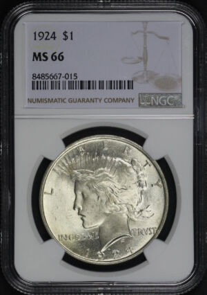 Obverse of this 1924 Peace Dollar NGC MS-66