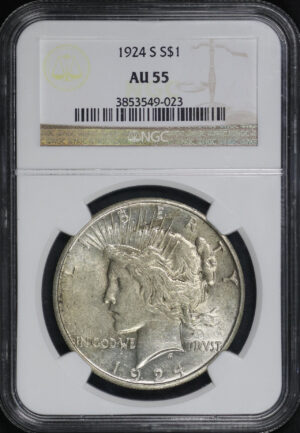 Obverse of this 1924-S Peace Dollar NGC AU-55