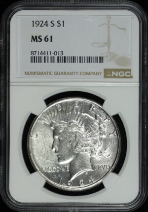 Obverse of this 1924-S Peace Dollar NGC MS-61