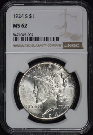 Obverse of this 1924-S Peace Dollar NGC MS-62