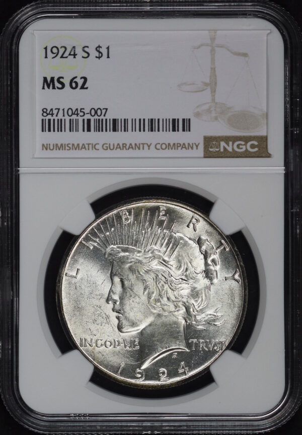Obverse of this 1924-S Peace Dollar NGC MS-62