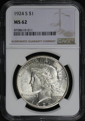 Obverse of this 1924-S Peace Dollar NGC MS-62
