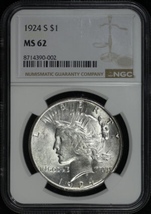 Obverse of this 1924-S Peace Dollar NGC MS-62