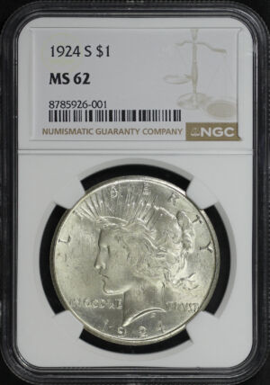Obverse of this 1924-S Peace Dollar NGC MS-62