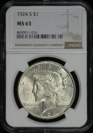 Obverse of this 1924-S Peace Dollar NGC MS-63