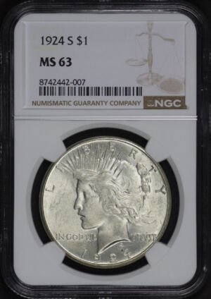 Obverse of this 1924-S Peace Dollar NGC MS-63