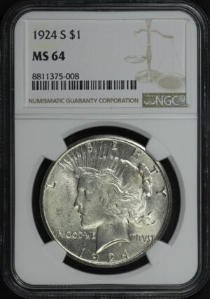 Obverse of this 1924-S Peace Dollar NGC MS-64
