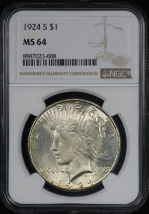 Obverse of this 1924-S Peace Dollar NGC MS-64