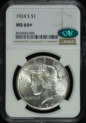 Obverse of this 1924-S Peace Dollar NGC MS-64+ CAC