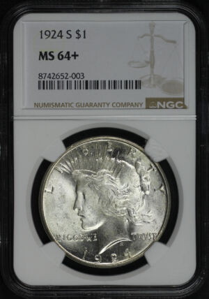Obverse of this 1924-S Peace Dollar NGC MS-64+