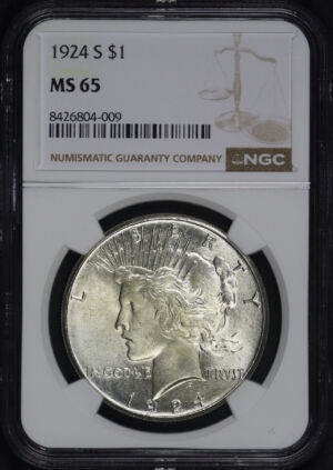 Obverse of this 1924-S Peace Dollar NGC MS-65