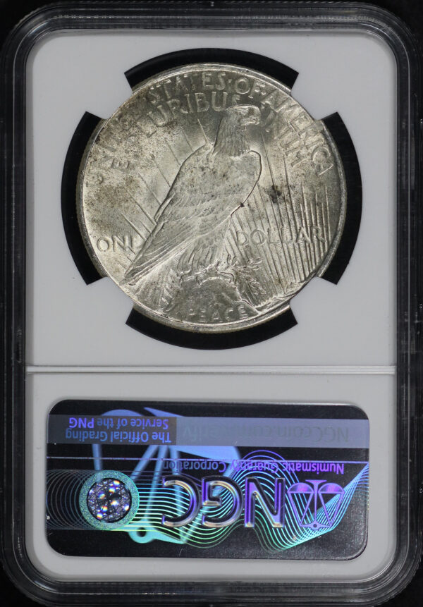 Reverse of this 1925 Peace Dollar NGC Brilliant Uncirculated 100th Anniversary Label