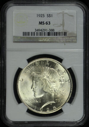 Obverse of this 1925 Peace Dollar NGC MS-63