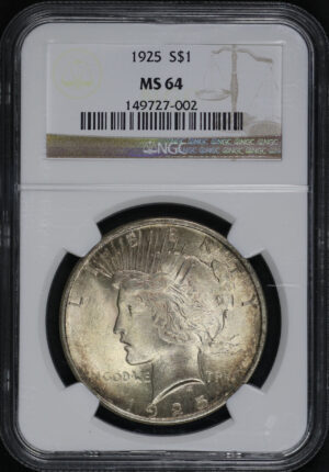 Obverse of this 1925 Peace Dollar NGC MS-64
