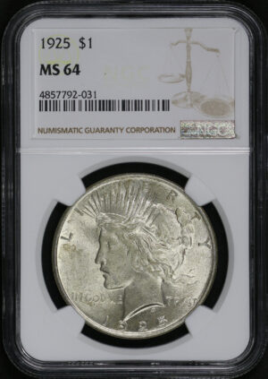 Obverse of this 1925 Peace Dollar NGC MS-64