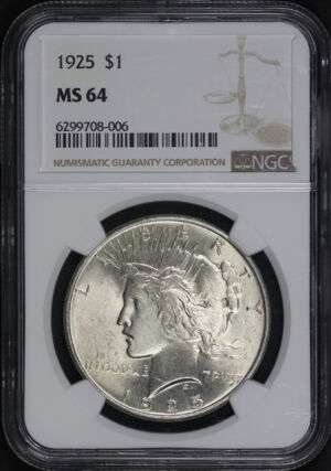 Obverse of this 1925 Peace Dollar NGC MS-64