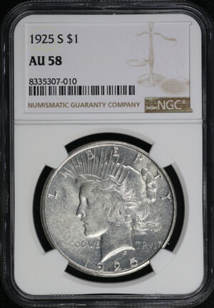 Obverse of this 1925-S Peace Dollar NGC AU-58