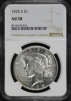 Obverse of this 1925-S Peace Dollar NGC AU-58