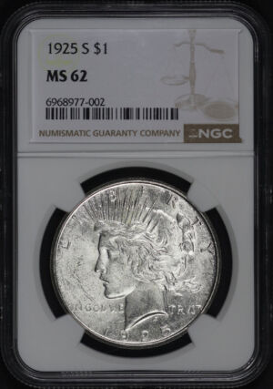 Obverse of this 1925-S Peace Dollar NGC MS-62