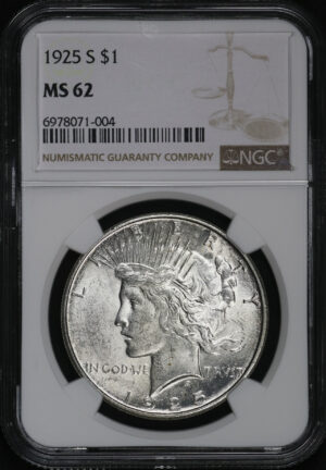 Obverse of this 1925-S Peace Dollar NGC MS-62