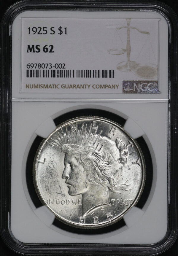 Obverse of this 1925-S Peace Dollar NGC MS-62