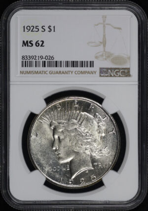 Obverse of this 1925-S Peace Dollar NGC MS-62