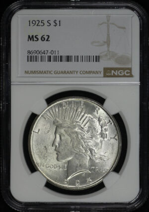 Obverse of this 1925-S Peace Dollar NGC MS-62