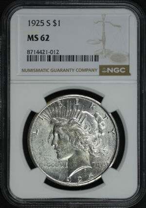 Obverse of this 1925-S Peace Dollar NGC MS-62