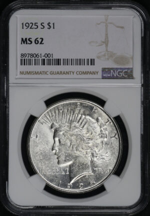Obverse of this 1925-S Peace Dollar NGC MS-62
